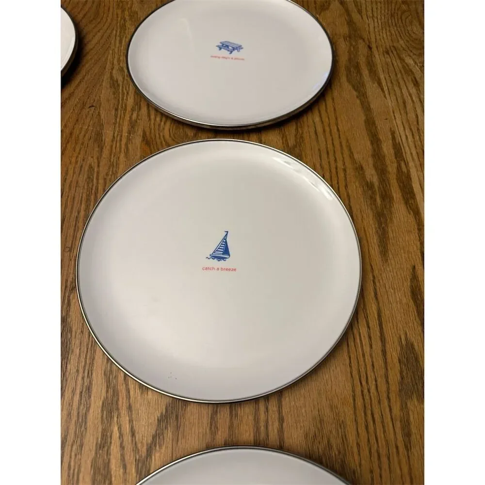 Hallmark Blue Nautical Melamine Plates Set of 7 10 Inch